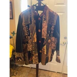 Women's Flashback Brown Floral Embroidered tapestry Jacket Size M